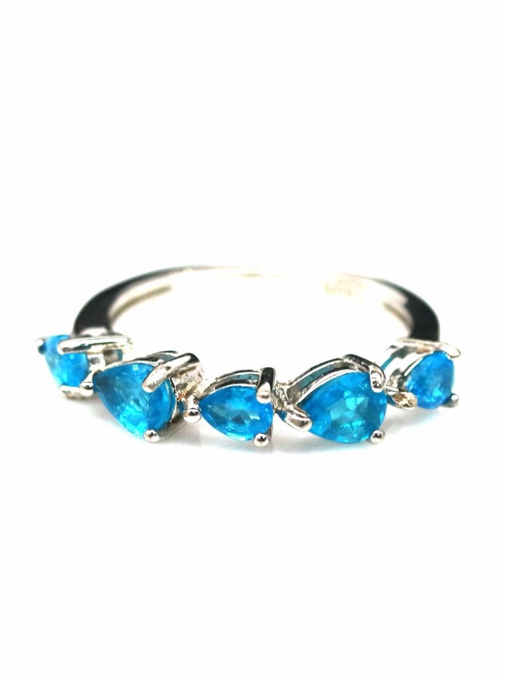 Stunning Natural Blue Apatite Pear cut 1.10CT 925 Sterling Silver Size 5.75